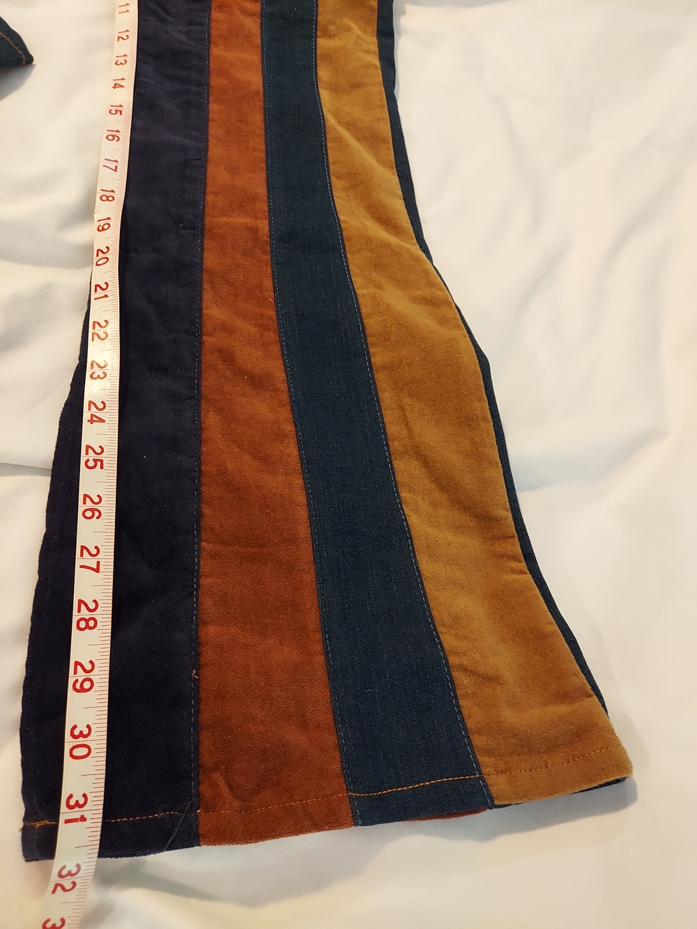 Altar'd State Daisy Suede Patchwork Stripe Flare Jeans Boho 70s Retro - 26 - Picture 7 of 10